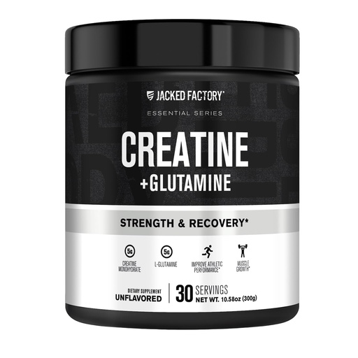 [BRSROFIRCJ6QYAIU] Jacked Factory Creatine + Glutamine - Creatine Supplement with L-Glutamine for Muscle Recovery, Muscle Growth, Increased Strength, Enhanced Energy Output, and Gut Health - 30 Servings, Unflavored