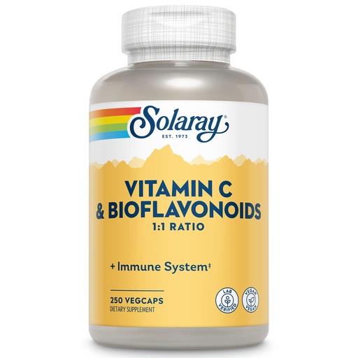 [BRSWIYTYO4GWOHDG] SOLARAY Vitamin C 500mg with Citrus Bioflavonoids, 1:1 Ratio - Antioxidant and Immune Support Supplement - Vitamin C with Rose HIPS and Acerola, Vegan, 60-Day Guarantee, 125 Servings, 250 VegCaps
