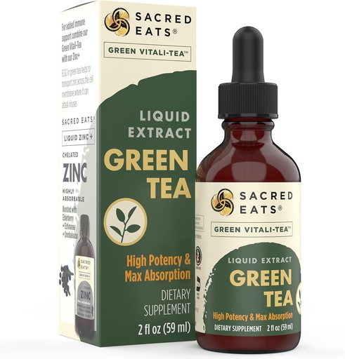 [BRSW2AQOCABGMCDK] Green Tea Liquid Extract Drops - Immune Support (Antioxidants & Polyphenols) Supplement. Promotes Gentle Energy. Organic Ingredients, Non-GMO, Alcohol & Gluten Free (Non-Flavored)
