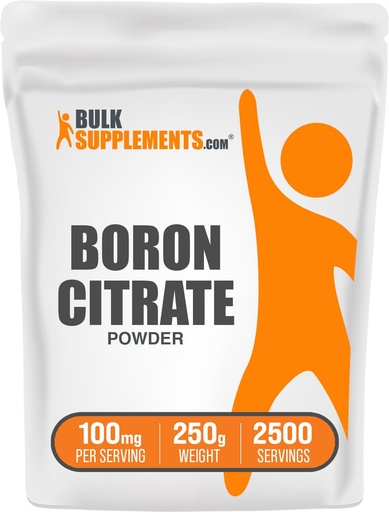 [BRSROZL4DFYB6C3G] BulkSupplements.com Boron Citrate Powder - Boron Supplement for Men & Women, Food Grade - for Bones & Joints Support, 100mg per Serving, 250g (8.8 oz) (Pack of 1)