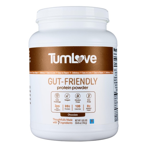 [BRSROEI6CIMRGCYY] TumLove Vegan Protein Powder - Low FODMAP Certified, Gluten-Free, Dairy-Free, Soy-Free, 100% Gut-Friendly & Non-Bloating, Chocolate (25 Servings)