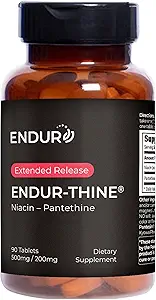 [BRSWICQCPIGRA33K] ENDUR-Thine Niacin – Pantethine, Heart & Liver Health Supplement, Efficient Formula for Optimal Absorption, Gluten Free, 500mg (90 Tablets)