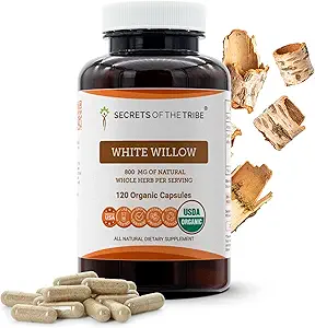 [BRSWGBL6C4IQO2DL] Secrets of the Tribe White Willow Capsules 800 mg USDA Organic White Willow (Salix Alba) Dried Bark (120 Capsules)