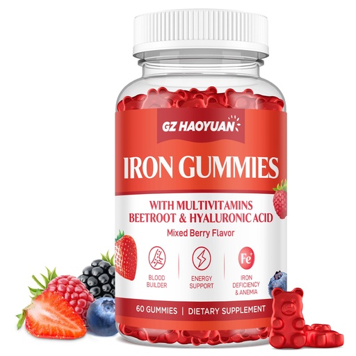 [BRSREZY6CB7WYDY2] Iron Gummies for Women & Men - Iron Supplement with Multivitamin for Adults & Kids - Support Blood Builder, Energy, Iron Deficiency & Anemia - Sugar Free Iron Gummies Mixed Berry Flavor 60 ct