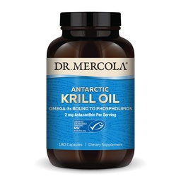 Dr. Mercola Antarctic Krill Oil, 1,000 mg per Serving, Omega-3 Supplement with EPA, DHA, Phospholipids & Astaxanthin, Supports Heart, Brain & Immune Health, Non-GMO, Soy-Free, 180 Capsule (90 Serving)