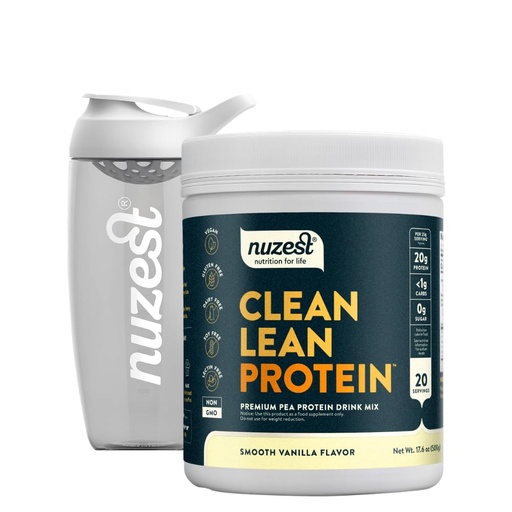 [BRSRGAYBOYGWY2TX] Nuzest Vegan Protein Powder - Clean Lean Protein - Smooth Vanilla Flavor - 1.1lb (20 Servings) - Plant-Based Protein Shake Mix with 24oz Sports Shaker Bottle