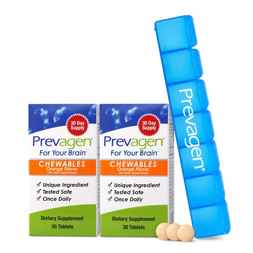 [BRSWYCAKPMORM23X] Prevagen Regular Strength Orange Chewables - 60 Tablets (2 Month Supply) | Formulated for Your Brain | 10mg of Apoaequorin Plus Vitamin D3 with 7-Day Pill Minder