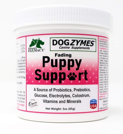 [BRSWYFICDMCG2GQ4] Dogzymes Fading Puppy Support Probiotics Prebiotics Enzymes Glucose Electrolytes Vitamins Minerals Mix 1 to 16 with Water (3 Ounce)