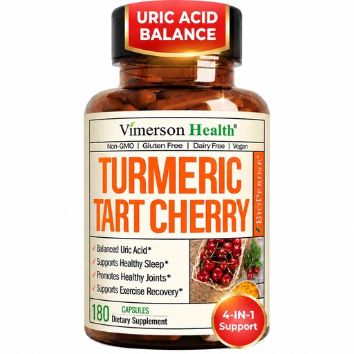 [BRSREZLQC4GQEGYV] Tart Cherry Capsules – 4-in-1 Turmeric Tart Cherry Supplement for Uric Acid Balance & Joint Health – 10:1 Tart Cherry Extract Capsules with Celery Seed, Turmeric Curcumin & Black Pepper –180 Count
