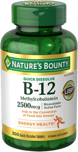 [BRSRAYAHOUFAGDLX] OProCyn Natures Boun ty Vitamin B-12 2500 mcg, 300 Quick Dissolve Tablets