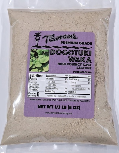 [BRSRAYDRCMMR6GTL] Tikaram's Kava Root Powder, Premium Grade Fiji Dogotuki Waka, Noble Strain, High Potency Lactone, 8 Ounce (Pack of 1)