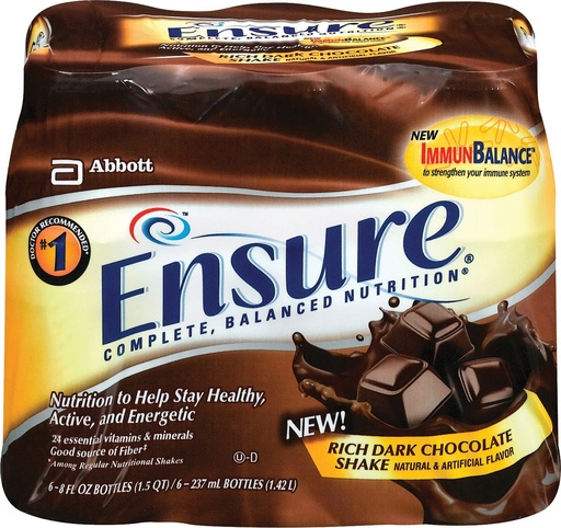 [BRSWKFQDAQMRKFLG] 5253806 - Abbott Nutrition Ensure Nutritional Ready-to-Drink Shake, 237 mL, Dark Chocolate