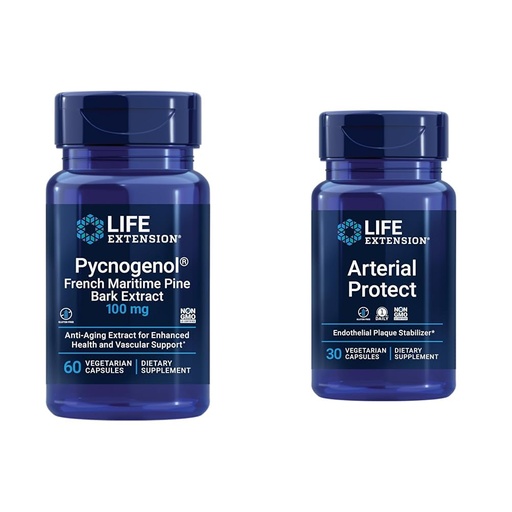 [BRSRAYAKBB6AMAYZ] Life Extension Pycnogenol French Maritime Pine Bark & Gotu Kola Arterial Health Supplements - 60 & 30 Vegetarian Capsules