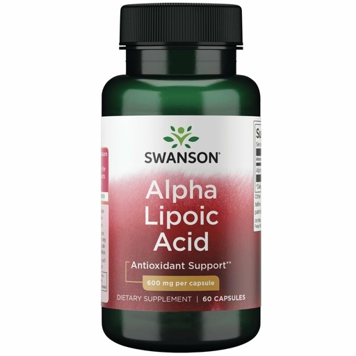 [BRSWIYD6OJYRQF3E] Swanson Alpha Lipoic Acid - Natural Supplement Supporting Healthy Blood Pressure Levels Already Within a Normal Range - Promotes Carbohydrate Metabolism - (60 Capsules, 600mg Each)