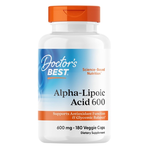[BRSWKH3ZCMIRSF3I] Doctor's Best Alpha Lipoic Acid Supplement 600mg - Alpha-Lipoic Acid Caps for Men & Women, ALA Antioxidant Support, Aids in Cellular Function, Non GMO, Gluten Free, Vegan - 180 Veg Capsules