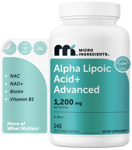 [BRSRGHD2CNYBQGTA] Alpha Lipoic Acid+ Advanced 5-in-1, 1200mg Per Serving, 240 Veggie Capsules | Double Strength* ALA Supplement | with NAC, NAD+, Biotin & B1 | Antioxidant, Nerve Health & Cellular Energy Support*