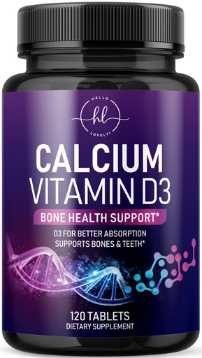 [BRSRAFI3DENAKYL5] Calcium 1200 mg per Serving with Vitamin D3 - Bone Health Support Supplement, Calcium Supplements for Women & Men - Bone Strength, Teeth, Immune Support, Calcium Carbonate, USA Bottled - 120 Tablets