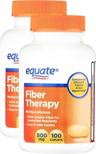 [BRSRY2QLAB5Q2EYV] Fiber Therapy Caplets with Methylcellulose 500 mg | 100 Caplets | Soluble Methylcellulose for Digestive Regularity | Gentle, Non-Stimulant Laxative | Pack of 2
