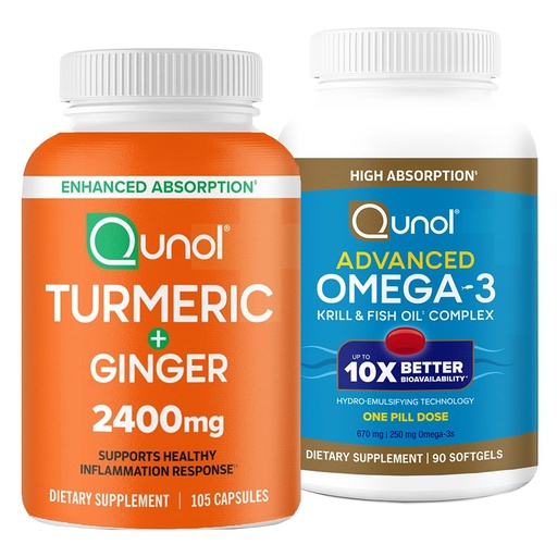[BRSRAZT6DMDWMFLO] Turmeric & Omega-3: Turmeric Curcumin, 2400mg, 105 Capsules & Advanced Omega 3, 90 Softgels