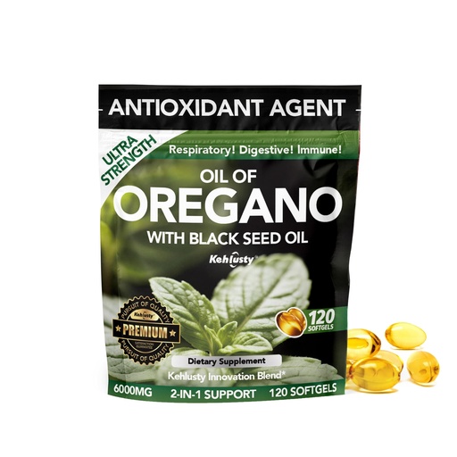[BRSRGHTYOYIBO3T4] Oil of Oregano with Black Seed Oil Softgels, Organic, 4X Strength Carvacrol and Thymoquinone, Immune Support, Digestive Health, Respiratory Wellness, Non GMO, 120 Count