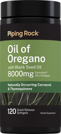 [BRSRGYL7O4BRUYD3] Piping Rock Oil of Oregano with Black Seed Oil | 120 Softgels | Naturally Occurring Carvacrol & Thymoquinone | Non-GMO, Gluten Free Supplement
