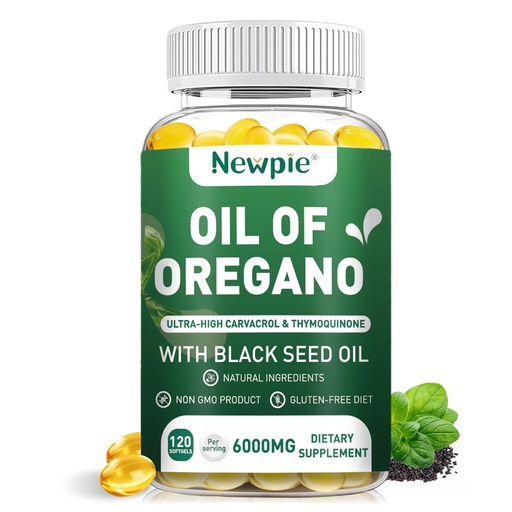 [BRSREGQLOYDQMFI3] Newpie Oil of Oregano with Black Seed Oil Softgels,120 Softgels,Balanced Oil of Oregano,2 in 1 Formulated Supplement for Immune Health,Digestive and Antioxidant Support,Non-GMO (1)