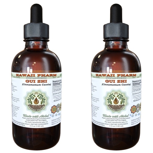 [BRSWKEYHOYOAAE3E] Hawaii Pharm GUI Zhi Alcohol-Free Liquid Extract, GUI Zhi, Cinnamon (Cinnamomum Cassia) Twig Glycerite Natural Herbal Supplement 2x2 oz