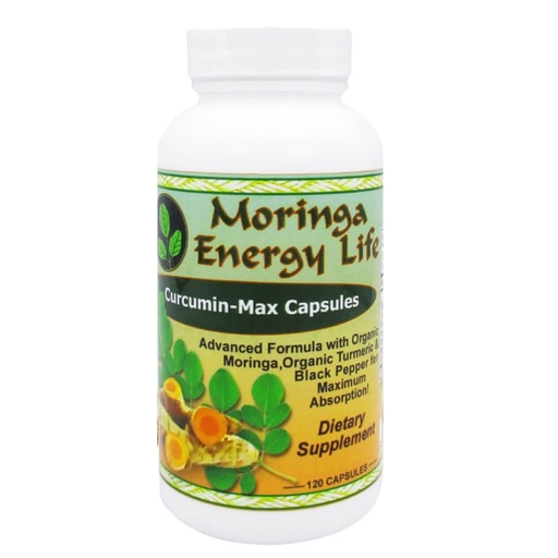 [BRSW2AYFAUOQMADG] Moringa Energy Life Curcumin Max Turmeric Plus Moringa Capsules with Black Pepper, 120 Count, 500 mg per Capsule