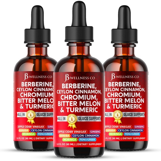 [BRSREGQDBAGQKHT6] Berberine with Ceylon Cinnamon Supplement Liquid Drops + Bitter Melon Extract, Glucomannan, Gymnema, Chromium, Turmeric, Panax Ginseng, Moringa- 6 OZ