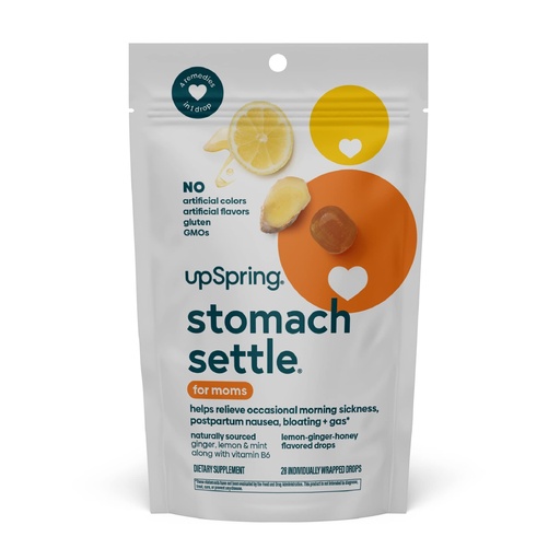 [BRSWYAIEBYJRS3LA] UpSpring Stomach Settle for Moms Drops for Occasional Morning Sickness with Ginger, Lemon, Spearmint, and B6. Individually Wrapped Drops, 28 Ct(Packaging May Vary)
