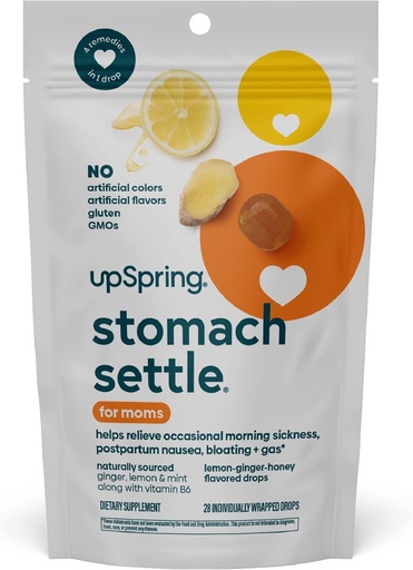[BRSWYAIEBYJRS3LA] UpSpring mage Settle för mammor droppar för yrkesmorgon sjuka med ingefära, citron, spearmint och B6. Individuellt inslagna droppar, 28 Ct (Packaging May Vary)