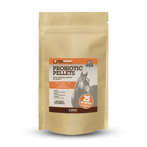 [BRSRAFQ5OEARUDQY] FullBucket Equine Probiotic Pellets with Saccharomyces boulardii for Horses Under Stress or for Horses with Digestive Issues - 25 Billion CFUs - 30 Servings
