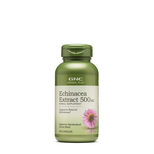 [BRSWKYI5AEHWA3D2] GNC Herbal Plus Echinacea Extract 500mg Supplement, Vegetarian, Supports Natural Resistance, 100 Servings