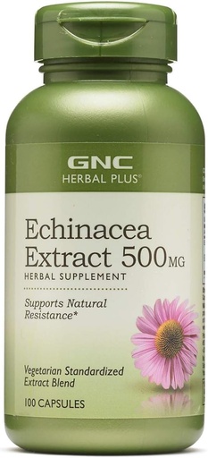 [BRSWKYI5AEHWA3D2] GNC Herbal Plus Echinacea Extracto 500mg Suplemento, Vegetariano, Apoyo a la Resistencia Natural, 100 Servimientos