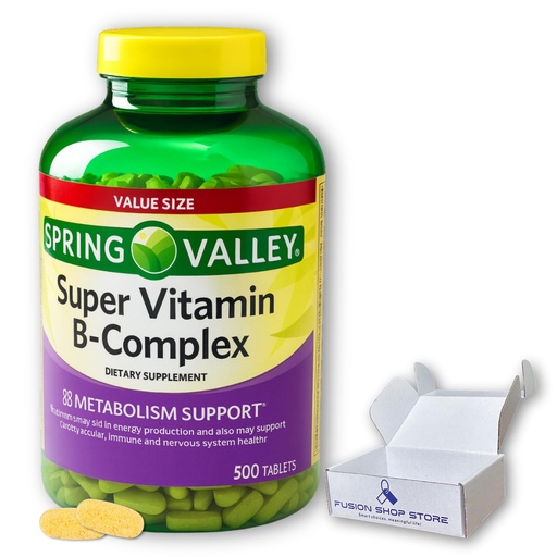 [BRSRACD2DEMBQDL3] Super Vitamin B Complex- Tablets 500 Count Blend of B6 B12 C, Boxed by Fusion Shop Store