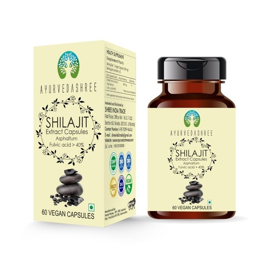 [BRSREEIQCIOQIAY3] AYURVEDASHREE Shilajit Extract Capsules 1000mg – with 40%+ Fulvic Acid – 60 Veg Capsules for Men & Women