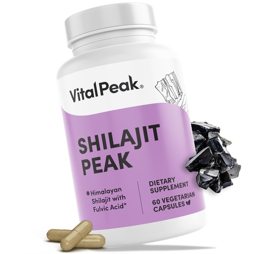 [BRSREHTROJYGO3L6] Vital Peak® Shilajit 1000 mg - Pure Shilajit Supplements for Men & Women - Vegan, Gluten Free, Dairy Free, Non-GMO - 60 Capsules