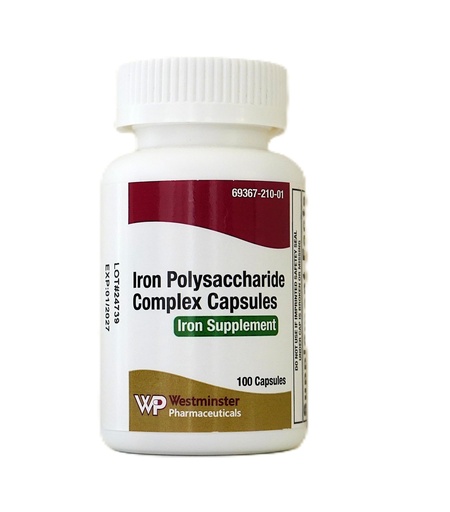 [BRSREBIPB4CBUE36] Iron Polysaccharide Complex Capsules, 150mg Elemental Iron Supplement, 100 Count, Daily Dietary Support, Chelated and Easy On Stomach, Helps for Iron Deficiency Anemia,