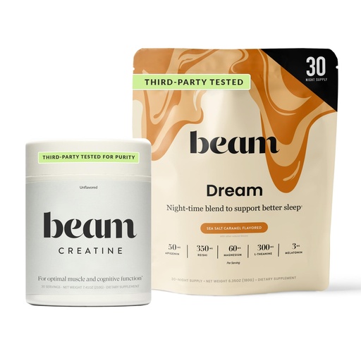 [BRSRABABOABAOCQZ] Beam Dream Sleep Powder & Creatine Bundle, Third Party Tested Natural Sleep Aid & Recovery Supplement with Micronized Creatine Monohydrate, Unflavored Pure Creatine Powder for Muscle Strength, Energy