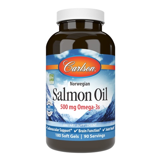 [BRSWIBQDOIFGG3LE] Carlson Salmon Oil, 500mg Omega-3s, Norwegian Wild-Caught Fish Oil, Sustainably Sourced, 180 Softgels