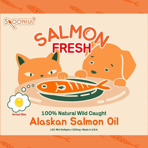 [BRSREFACPIBRO3DU] Spoonful Salmon Fresh - 100% Natural Wild-Caught Alaskan Salmon Oil – 220 mg Mini Softgel, 126 Mini Softgels | DHA, EPA & Natural Astaxanthin, Non-GMO, Sustainable, Made in USA