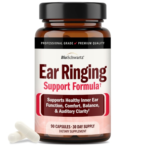 [BRSRGAI2B4BBGADH] BioSchwartz Ear Ringing Support Supplement - Vitamins C, D, B1 & Lemon Bioflavonoid Complex for Ringing Ears Support - Made in the USA with Globally Sourced Ingredients, 30-Day Supply, 90 Capsules