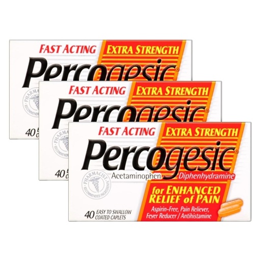 [BRSWIF35BYMGAETG] Percogesic Extra Strength Pain Relief | Aspirin Free Dual Action Relief | 40 Coated Caplets (3 Pack)