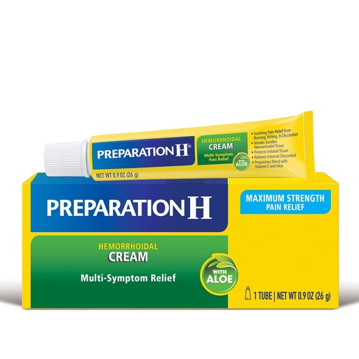 [BRSWGAQ2OAOWCFL6] Preparation H Hemorrhoid Symptom Treatment Cream, Maximum Strength Multi-Symptom Pain Relief 0.9 Oz