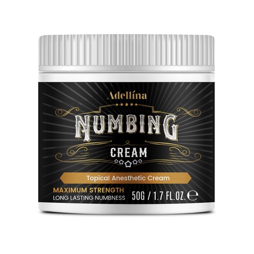 [BRSREFIQOANBOCA4] Adellina Numbing Cream Maximum Strength: Long Lasting Extra Relief with Arnica and Emu Oil (1.7 OZ)