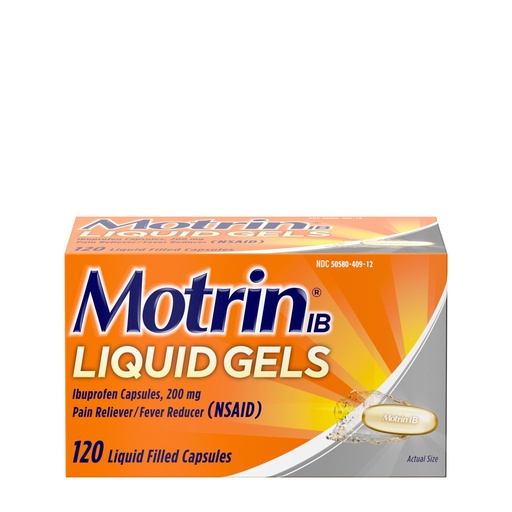 [BRSWIB3RBMNQ23AZ] Motrin IB Liquid Gels - Pain Reliever with 200mg Ibuprofen for Muscle Aches, Headache, Backache, Toothache, Menstrual Cramps and Minor Arthritis Pain - 120 Caplets