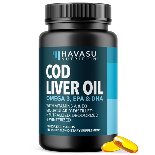 [BRSRGGQ2OR6GEC3Z] Cod Liver Oil Softgels, Omega 3 EPA and DHA Fish Oil with Vitamins A and D3 | Cod Liver Oil Capsules 1000mg Per Serving, Non-GMO, Gluten Free, Supports Heart, Brain and Immune Health, 90 Servings