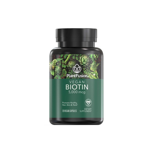 [BRSWYEAZBN6QKGQU] PlantFusion Vegan Biotin from, Premium Vegan Biotin for Women and Men (5000mcg), Natural Hair Skin and Nails Vitamins, 120 Vegan Capsules