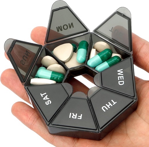 [BRSROHD5AF7AA23X] Pill Organizer, Pill Box, Small Pill Case, Medicine Pill Organizer 1 Time a Day, Weekly Pill Organizer, Pill Container, Pill Holder, Daily Pill Organizer Travel Pill Organizer 7 Day (Black)