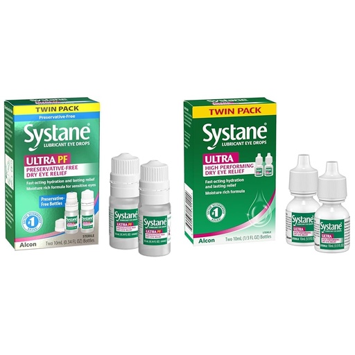 [BRSRAYYYBUMGKFAU] Systane Ultra Multi-Dose Preservative-Free Eye Drops Twin Pack (2x10ml) Ultra Lubricant Eye Drops Twin Pack for Dry Eyes, 10ml Each